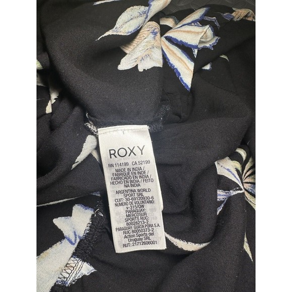 ROXY Lombok Waterfall True Black Delicate Flowers LONG SLEEVE 100% viscose Sz M - Picture 11 of 13